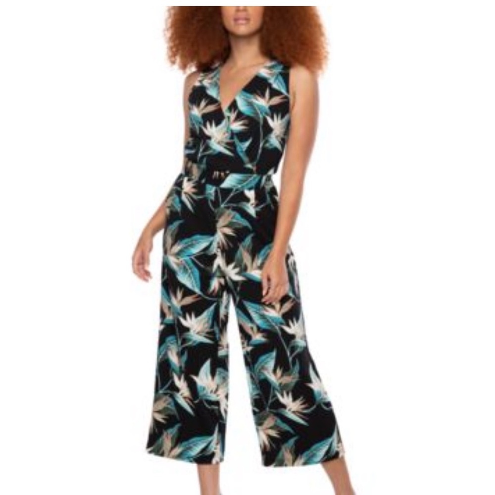 Black Tape Cropped Jumpsuit